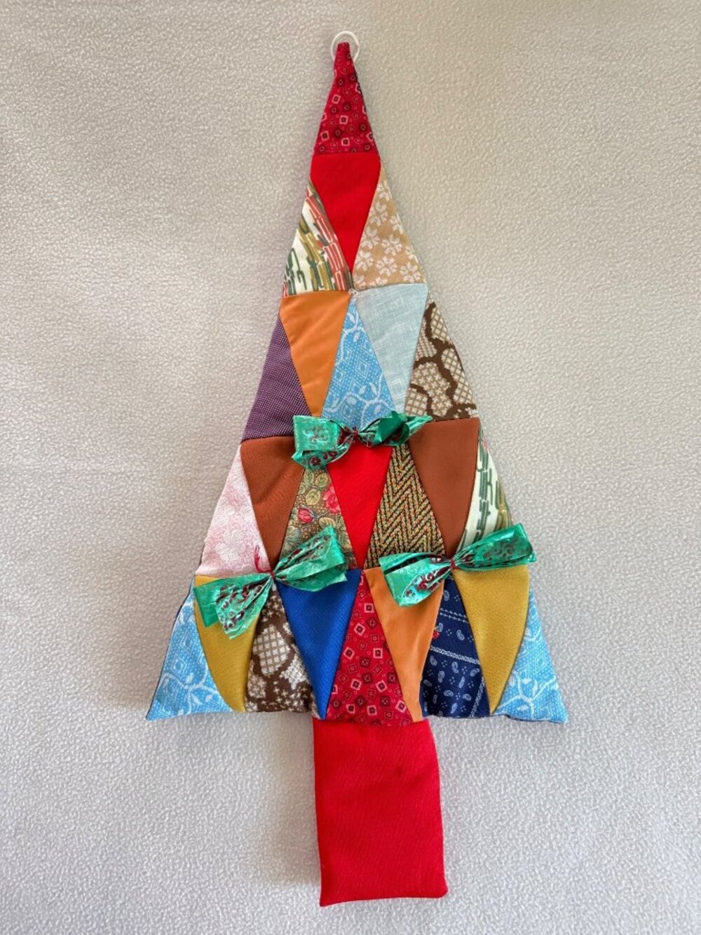 vintage quilted pieced Christmas treeโ wall hanging 13"x28" handmade patchwork